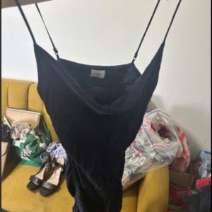 Aritzia Wilfred Silk/Satin Adjustable Dress. Color: Navy, Size M.